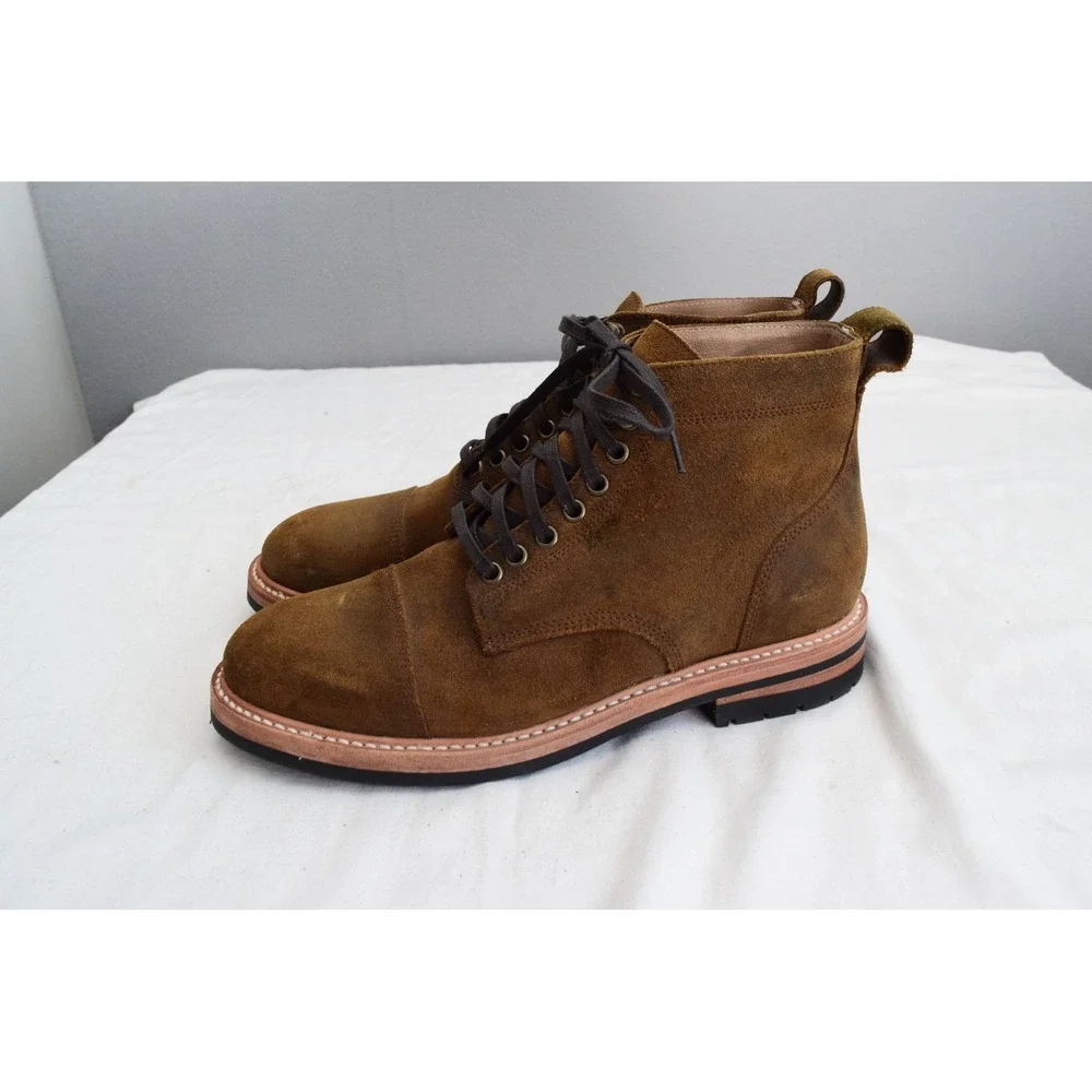 Taylor Stitch X Stetson Moto Boot 9 Brown Suede Weatherproof Cap Toe Men Work